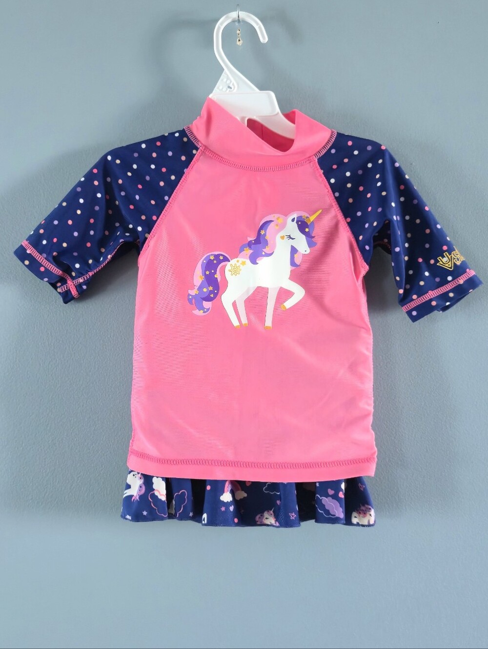 UV Skinz Unicorn Rash Guard and Swim Skirt 2T